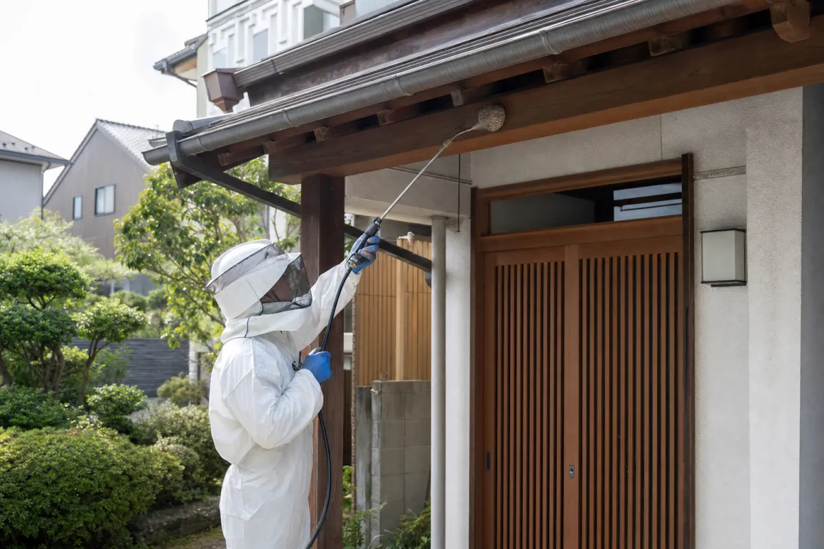 岐阜市長良の蜂の巣駆除事例①|スズメバチ