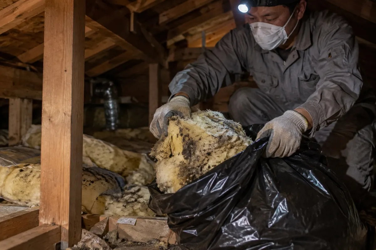 岐阜市三田洞のクマネズミ駆除作業