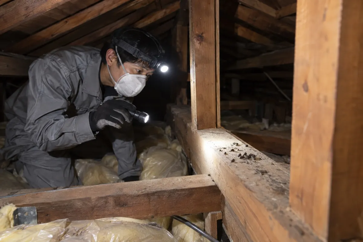 名古屋市天白区野並のクマネズミ駆除作業