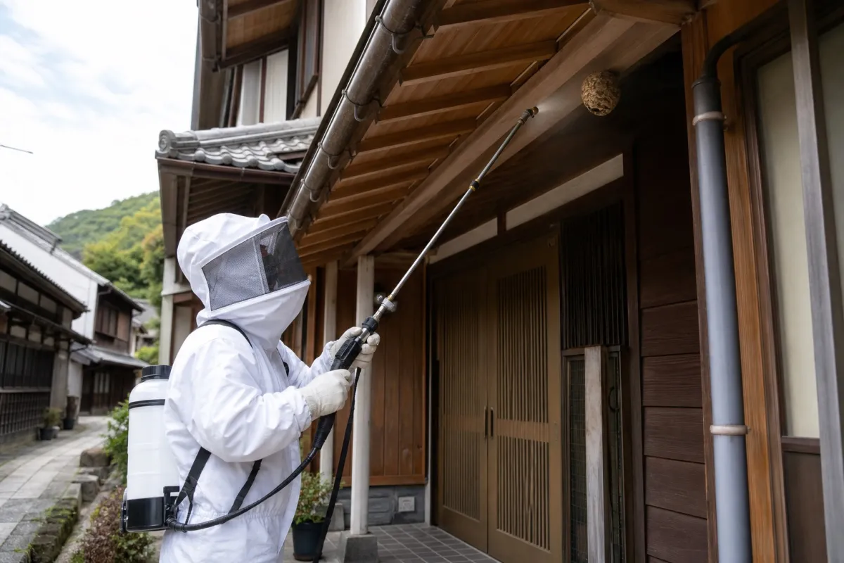 岡崎市矢作の蜂の巣駆除事例①｜スズメバチ