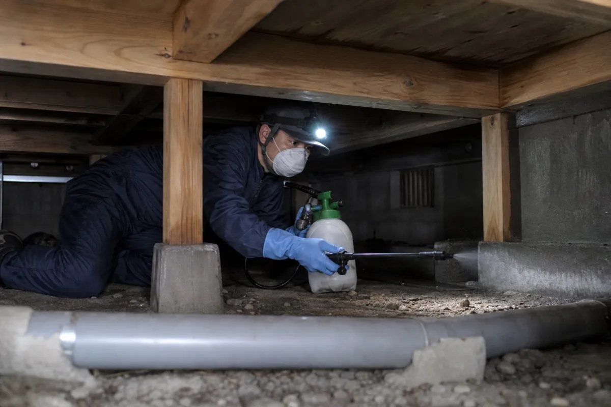 豊田市上郷町のドブネズミ駆除作業