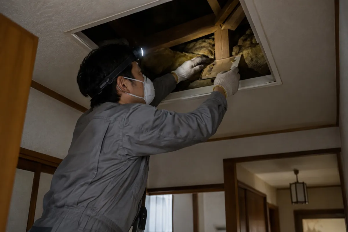 豊田市梅坪町のクマネズミ駆除作業