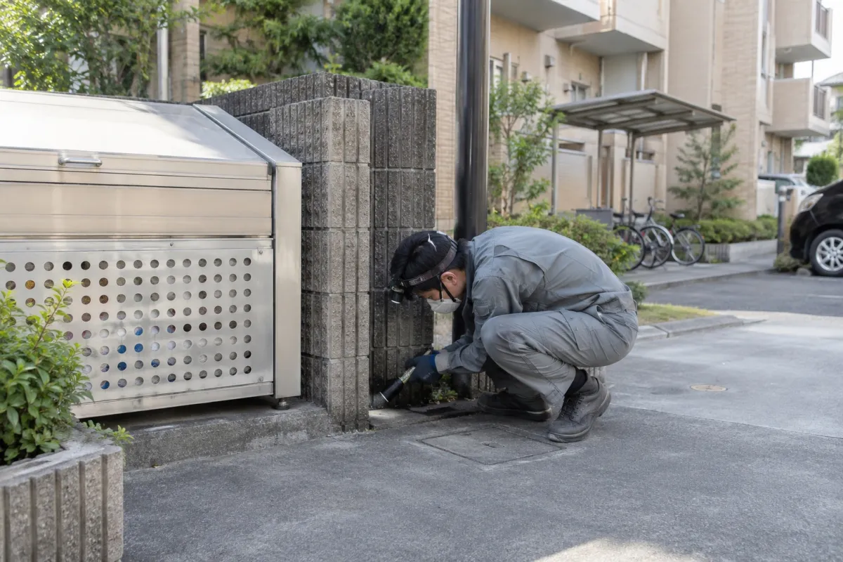 豊田市前山町のドブネズミ駆除作業